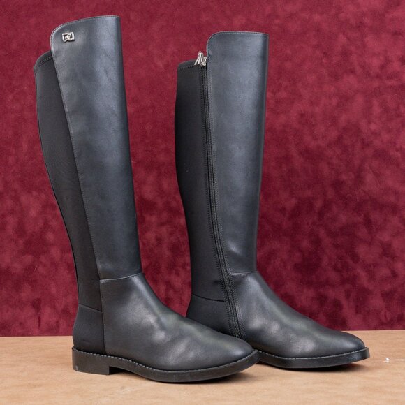 Aerosoles Women Trapani Black Fabric Comfortable Zip Riding Knee Boots sz 7 - Picture 1 of 10